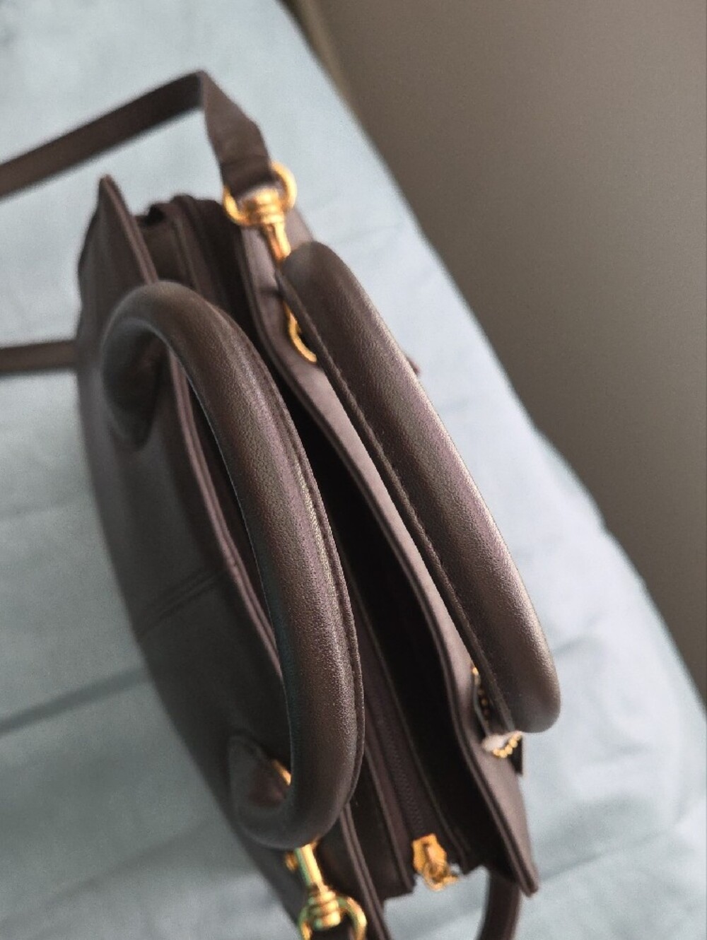 Giani Bernini Dark Brown Genuine Leather Satchel with Top Handles - Picture 4 of 12